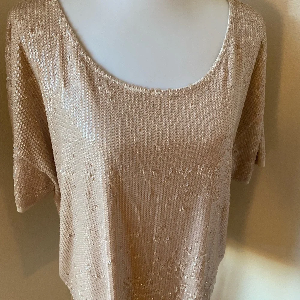 J. Crew Sequin Cotton Blend Tee Shirt
